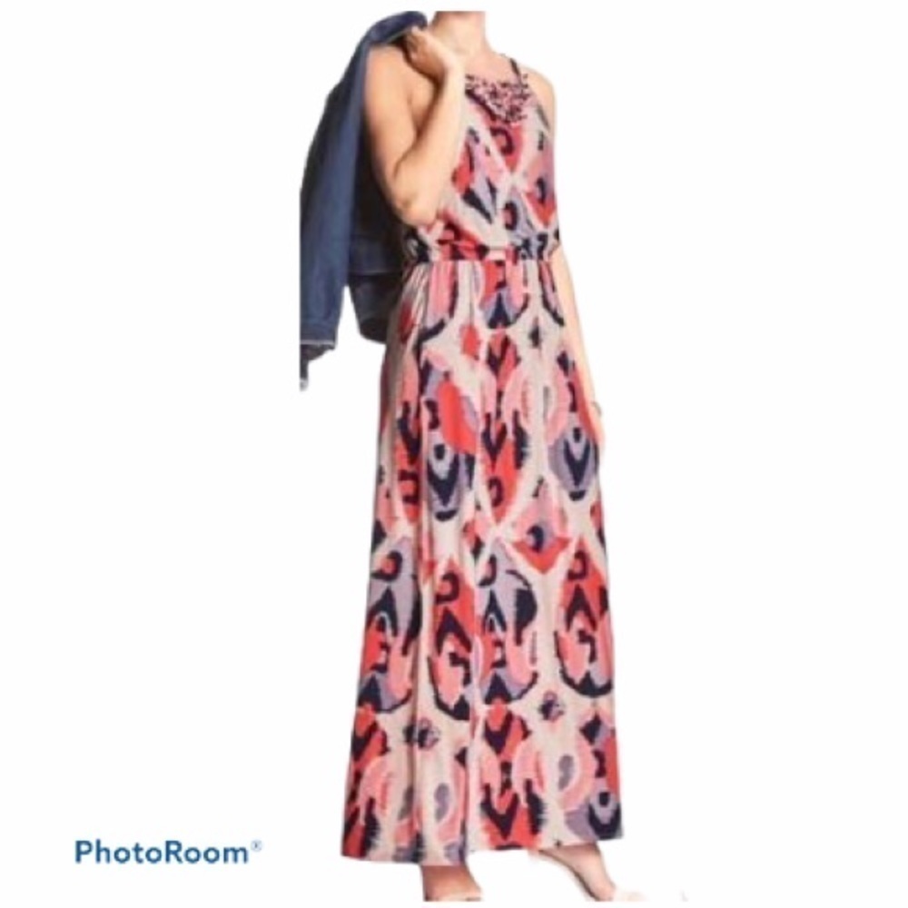 Banana Republic Pink & Navy Maxi Dress